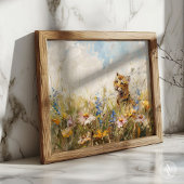 weide wilde bloemen schilderen tijger wilde dier poster