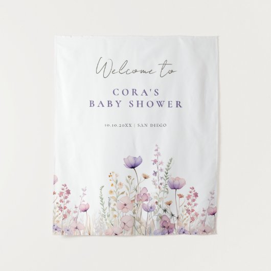 Weide Wilde Bloemenveld Baby Borrel Woodland Wandkleed (Voorkant)