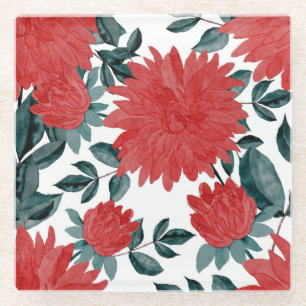 Weidebloemen: Naadloos Vintage Waterverfpatroon Glazen Onderzetter
