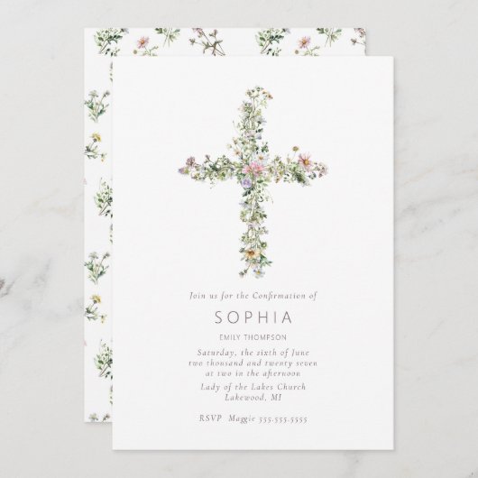 Weidekruis bloem bevestiging viering kaart (Voorkant / Achterkant)