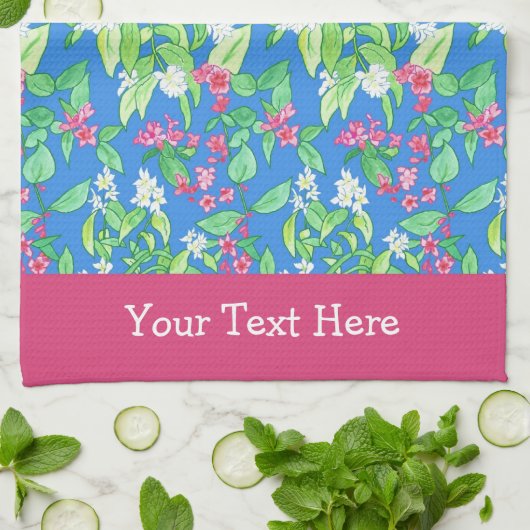 Weigela en Philadelphus Spring Blossom op Blue Theedoek (Gevouwen)