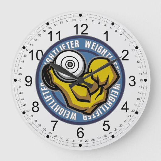 Weightlifter Barbell Curl Grote Klok (Voorkant)