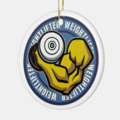 Weightlifter Barbell Curl Keramisch Ornament (Links)