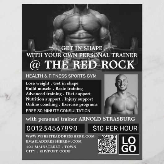 Weightlifter, Personal trainer, Gym Advertising Flyer (Voorkant)
