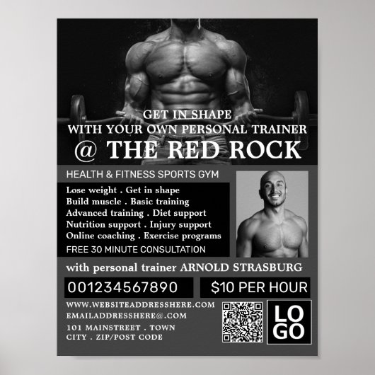 Weightlifter, Personal trainer, Gym Advertising Poster (Voorkant)