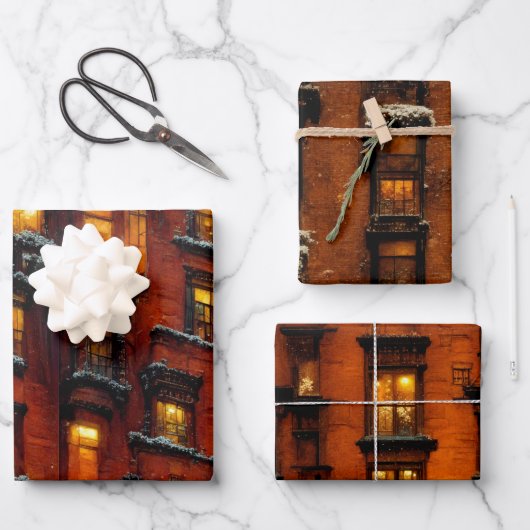 Weihnacht in New York Geschenkpapier Set Inpakpapier Vel (Voorkant)