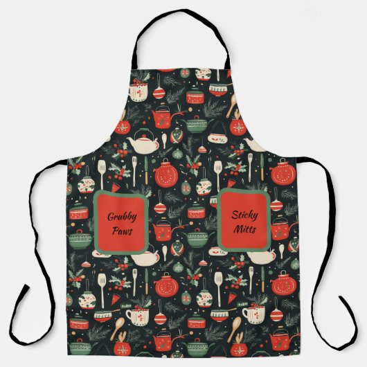 Weihnachten, bunt, topf, Mistel, Kochen, Küche  Schort (Voorkant)