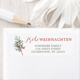 Weihnachten Evergreen Branch Red Berries Etiket