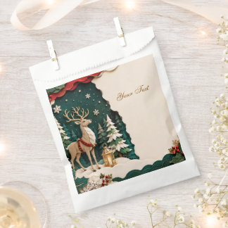 Weihnachtlicher Rentier Wald Rahmen Bedankzakje