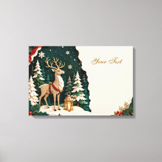 Weihnachtlicher Rentier Wald Rahmen Canvas Afdruk