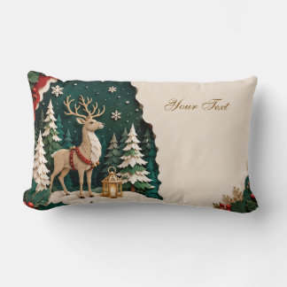 Weihnachtlicher Rentier Wald Rahmen Kussen