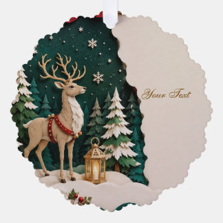 Weihnachtlicher Rentier Wald Rahmen Ornament Kaart