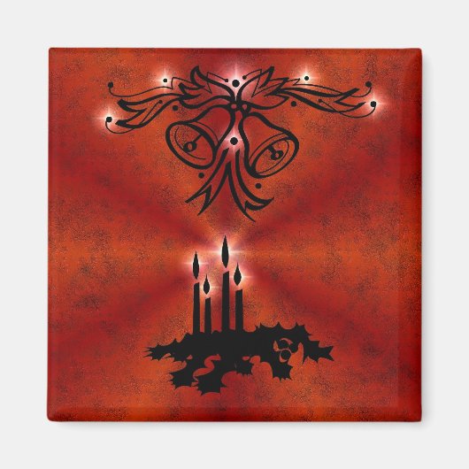 Weihnachts Ornamente mit Sterne auf rot Magneet (Voorkant)