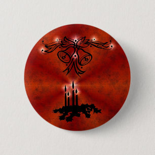 Weihnachts Ornamente mit Sterne auf rot Ronde Button 5,7 Cm