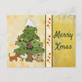 Weihnachtsbaum mit Hund Briefkaart