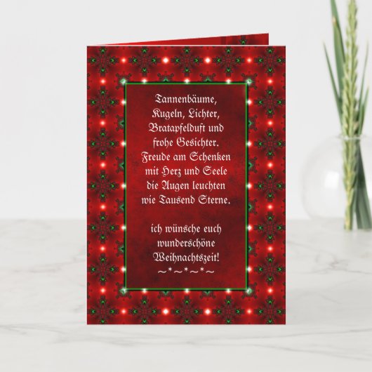Weihnachtsgedicht Deutsch, voeg Jouw tekst toe Notitiekaartje (Voorkant)