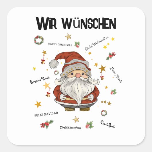Weihnachtsgruß von Santa Vierkante Sticker (Voorkant)