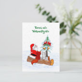Weihnachtsmann Kaninchen Fox Eichhörnchen, Deutsch Briefkaart (Staand voorkant)