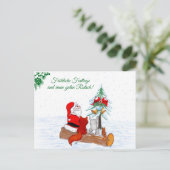 Weihnachtsmann Kaninchen Fox Eichhörnchen, Deutsch Briefkaart (Staand voorkant)