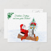 Weihnachtsmann Kaninchen Fox Eichhörnchen, Deutsch Briefkaart (Voorkant / Achterkant)