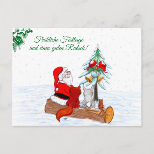 Weihnachtsmann Kaninchen Fox Eichhörnchen, Deutsch Briefkaart