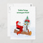 Weihnachtsmann Kaninchen Fox Eichhörnchen, Deutsch Briefkaart (Voorkant / Achterkant)