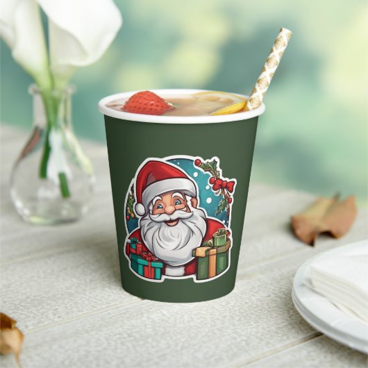 Weihnachtsmann mit Geschenken - Papieren Bekers (Insitu)