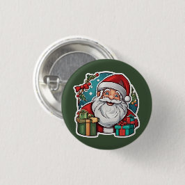 Weihnachtsmann mit Geschenken - Ronde Button 3,2 Cm