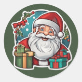 Weihnachtsmann mit Geschenken -  Ronde Sticker (Voorkant)