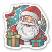 Weihnachtsmann mit Geschenken -  Sticker (Voorkant)