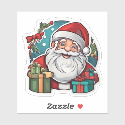 Weihnachtsmann mit Geschenken -  Sticker (Vel)