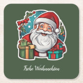 Weihnachtsmann mit Geschenken - Vierkante Kartonnen Onderzetter (Voorkant)