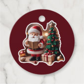 Weihnachtsmann mit Tannenbaum in 3D -  Bedankjes Labels (Voorkant)