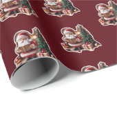 Weihnachtsmann mit Tannenbaum in 3D -  Cadeaupapier (Rol Hoek)