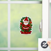 Weihnachtsmann mit Tannenzweigen -  Raamsticker (Huis)