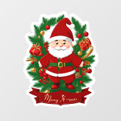 Weihnachtsmann mit Tannenzweigen -  Raamsticker (Vel)