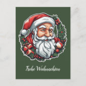 Weihnachtsmannkopf mit Kranz -  Briefkaart (Voorkant)