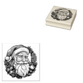 Weihnachtsmannkopf mit Kranz - Rubberstempel (Gestempeld)