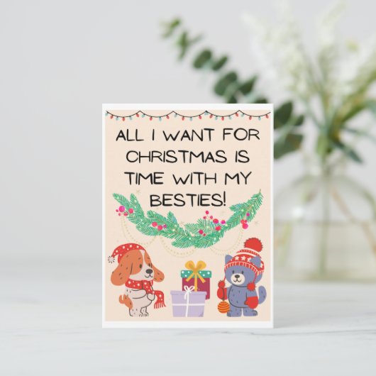 Weihnachtsmotiv mit Besties Spruch Karte Feestdagenkaart (Staand voorkant)