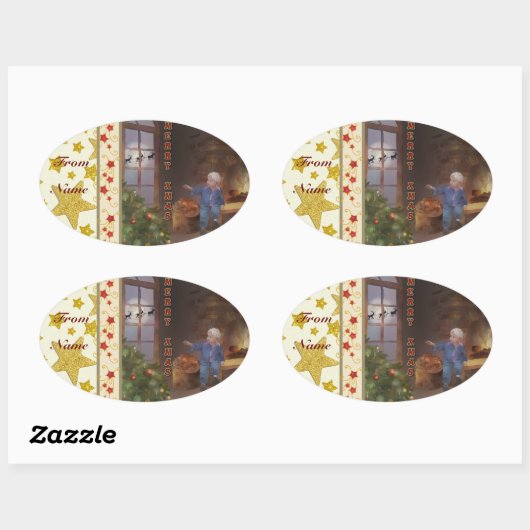 Weihnachtsschlitten ovale sticker (Vel)