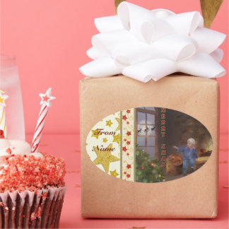 Weihnachtsschlitten ovale sticker