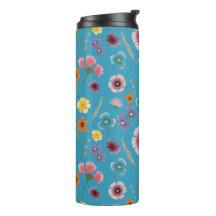 Weiland bloemen in blauwe Thermische Tumbler