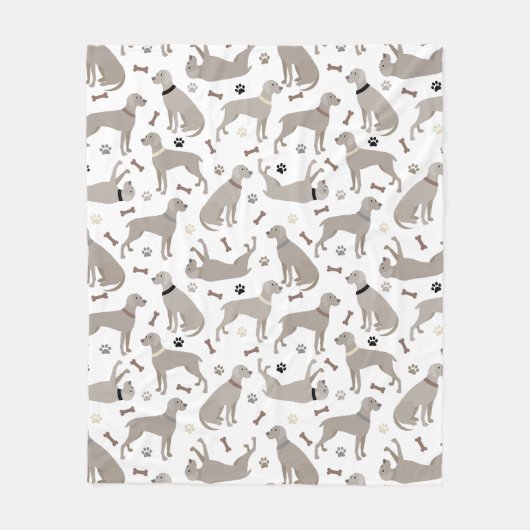 Weimaraner Bones and Paws Fleece Blanket Deken (Voorkant)