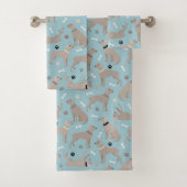 Weimaraner-Botten en Paws Blue Bad Handdoek (Insitu)