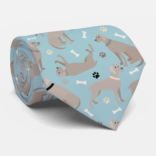 Weimaraner-Botten en Paws Blue Stropdas (Opgerold)