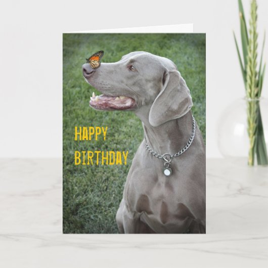 Weimaraner & Butterfly Card Kaart (Voorkant)
