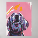 Weimaraner chien brillant pop art poster<br><div class="desc">Voici un merveilleux,  lumineux,  amusant,  hommage à votre meilleur ami et race préférée - le Weim! d'un tableau original de Lea</div>