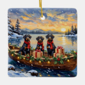 Weimaraner Christmas Boat Holiday Keramisch Ornament (Voorkant)