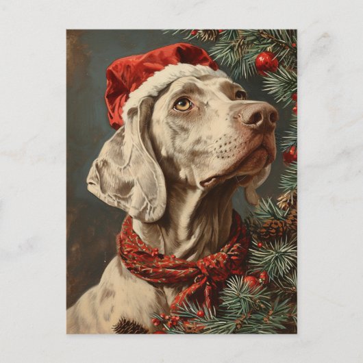 Weimaraner Christmas Briefkaart (Voorkant)