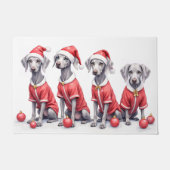 Weimaraner Christmas Dress Santa Hat Deurmat (Voorkant)